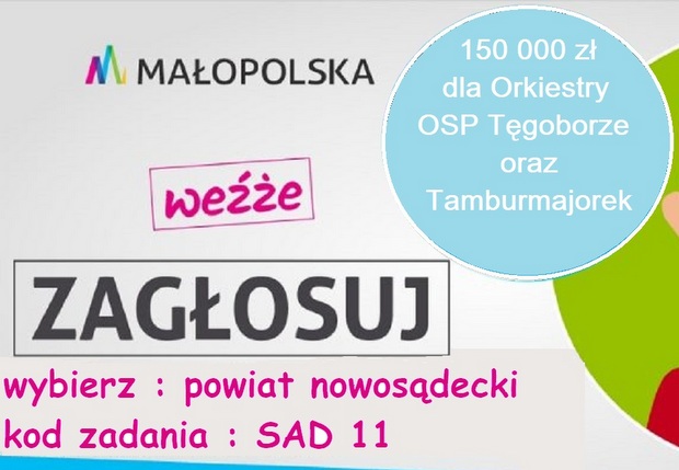 150 tys. zł. dla Orkiestry OSP Tęgoborze oraz Tamburmajorek -Tylko Zagłosuj!