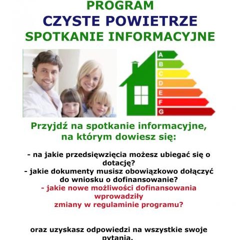 Czyste Powietrze - Zapraszamy na spotkanie - Dom Strażaka Tęgoborze