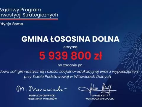 Mamy duże dofinansowanie na budowę sali gimnastycznej w Witowicach Dolnych