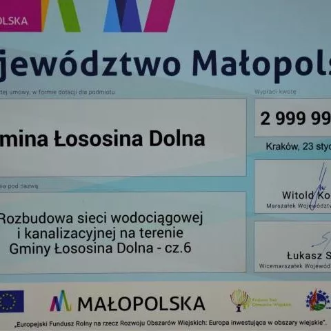 Kolejne środki pozyskane na budowę kanalizacji sanitarnej i wodociągowej