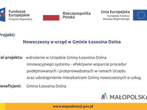 Realizujemy program "Nowoczesny e-urząd w Gminie Łososina Dolna"